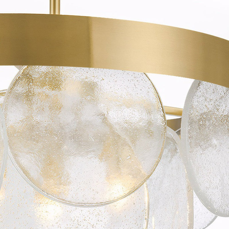 Modern 3-Light Round Semi-Flush Mount Glass Chandelier - Elegant Ceiling Fixture for Living Room, Dining Room, and Entryway