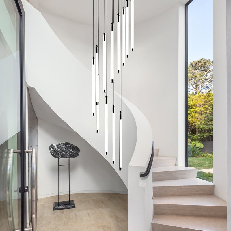 Modern Spiral Duplex LED Chandelier - Creative Long Tube Ceiling Light for Staircases