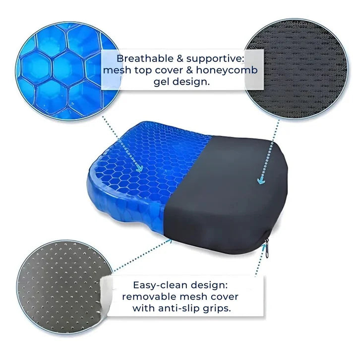 Orthopedic Gel Seat Cushion for Tailbone & Lower Back Pain Relief - Ergonomic Support for Office, Car, & Home Use