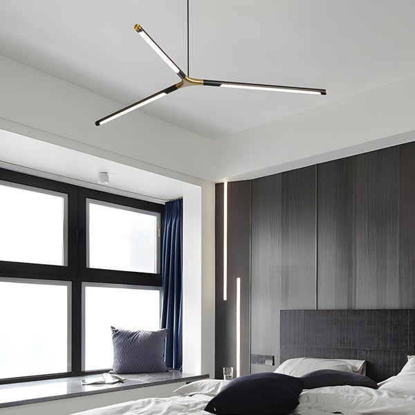 3/8-Light Dimmable LED Linear Sputnik Chandelier - Modern Ceiling Light Fixture for Living Room, Dining Room & Entryway