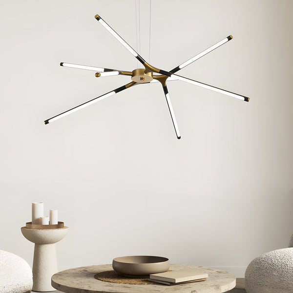 3/8-Light Dimmable LED Linear Sputnik Chandelier - Modern Ceiling Light Fixture for Living Room, Dining Room & Entryway