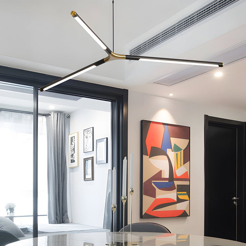 3/8-Light Dimmable LED Linear Sputnik Chandelier - Modern Ceiling Light Fixture for Living Room, Dining Room & Entryway