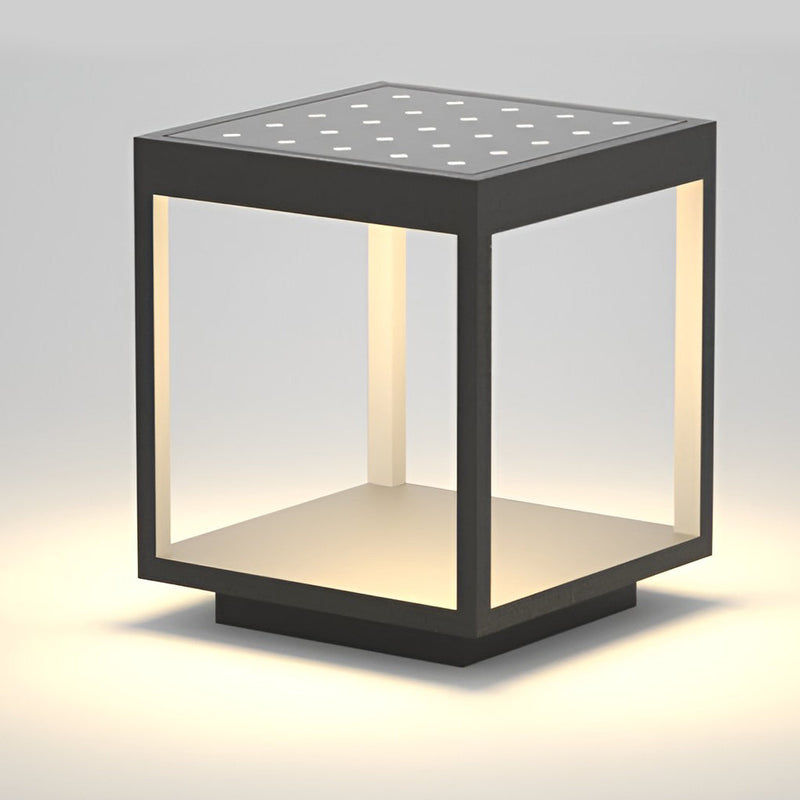 Modern Open Frame Square LED Solar Pier-Mounted Outdoor Post Light - Energy-Efficient, Weather-Resistant, Stylish Garden & Patio Illumination