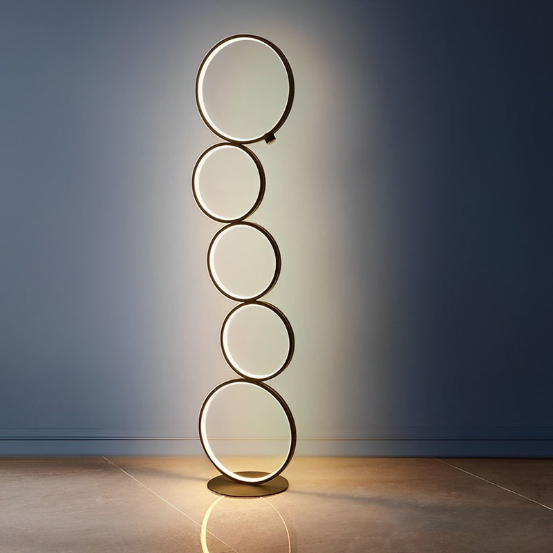Modern Artistic 5-Circle LED Floor Lamp - Stylish Stack Design for Home Decor