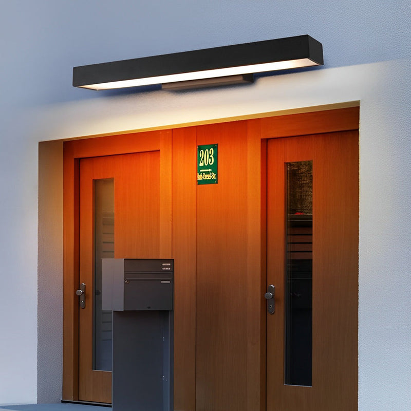 Outdoor Motion Sensor Black Rectangle Wall Light - Weatherproof Security Lighting for Patios, Gardens, and Entrances
