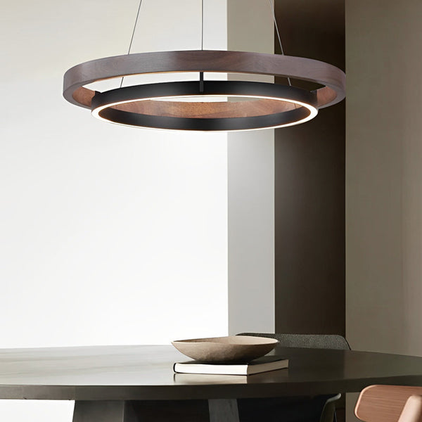Modern Black Round Minimalist LED Chandelier with Three-Step Dimming - Elegant Lighting for Home Decor