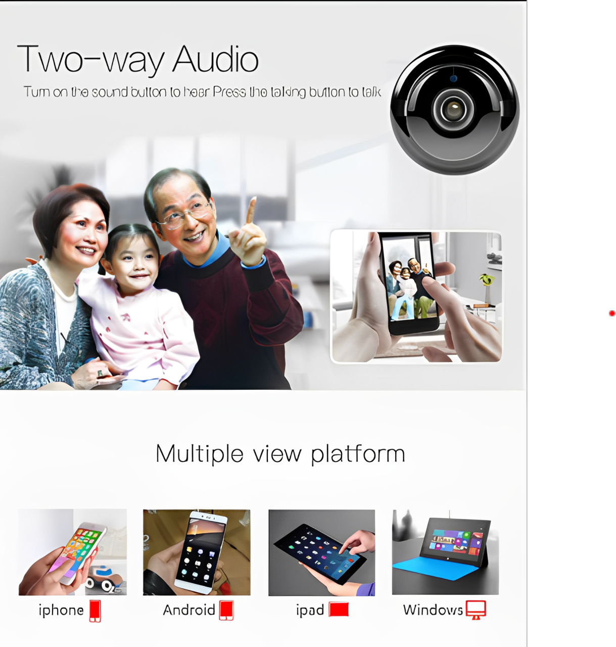 1080P HD Mini WiFi Camera with IR Night Vision - Home Security & Baby Monitor