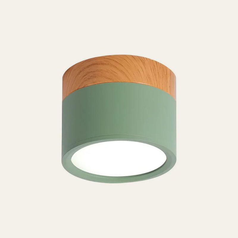 Stylish Pink Flush Wood Finish Ceiling Light - Modern Lighting Fixture for Home Decor
