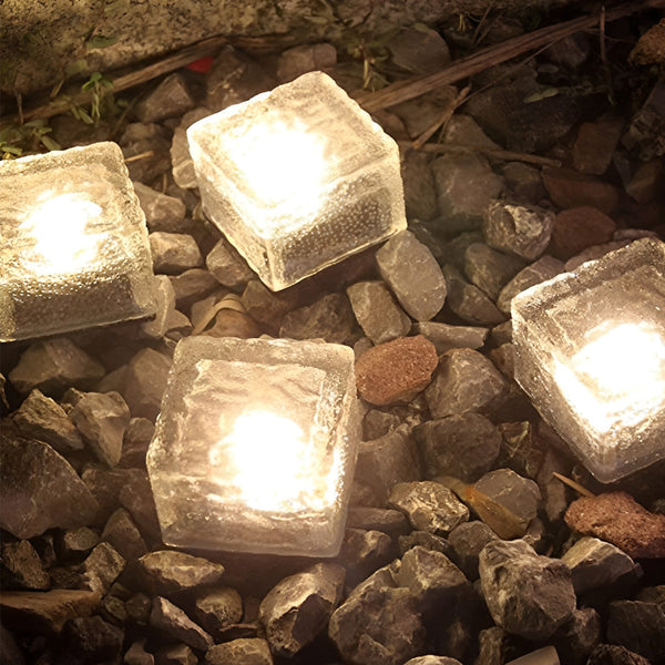 2V Solar-Powered Mount-Free Colorful Ice Cube Lights - Modern Smart Outdoor Step Lighting for Pathways & Gardens