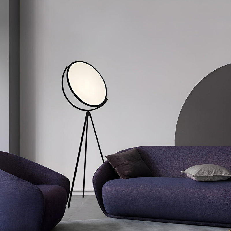 Modern Black Metal Rotating LED Tripod Floor Lamp - Adjustable Height & Stylish Design