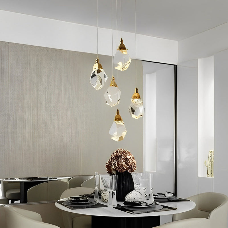 Modern Duplex Staircase Chandelier - Spiral Crystal Electroplated Metal Design for Elegant Home Lighting