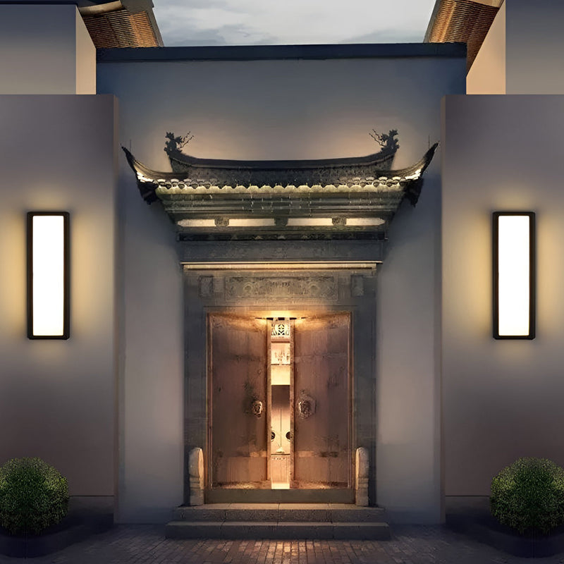 Modern Black Rectangle LED Waterproof Motion Sensor Wall Sconce - Stylish Outdoor Lighting Fixture