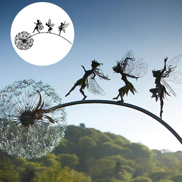 Enchanting Fairy Steel Garden Sculptures - Durable Outdoor Art for Magical Landscapes