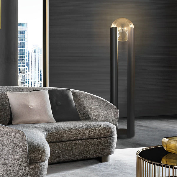 9.8-Inch Amber Glass Ball Shade Table Lamp with Black Softwing Base - Modern Home Decor Lighting