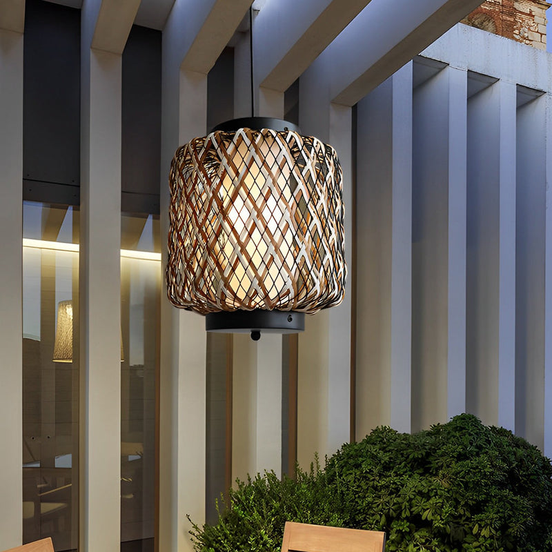 Rustic Modern Rattan Waterproof Outdoor Chandelier Pendant Ceiling Lights - Stylish & Durable Lighting for Patios & Gardens