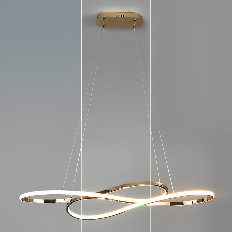 Nordic Wavy Double 8-Shaped LED Chandelier - Stepless Dimming Hanging Lamp for Modern Home Decor