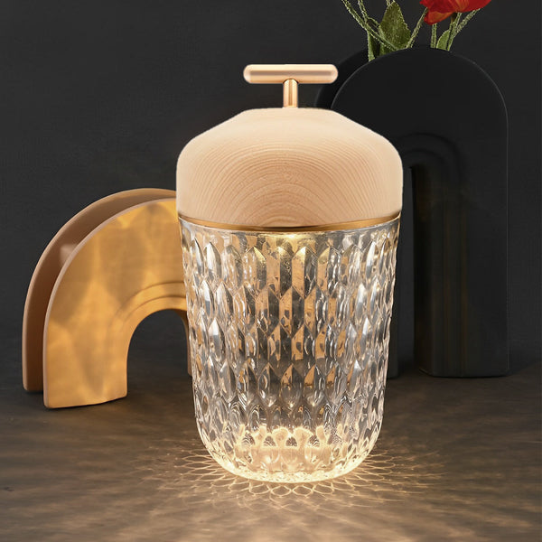 Elegant Cup-Shape Crystal Table Lamp | Glass Ambient Lighting for Home Decor