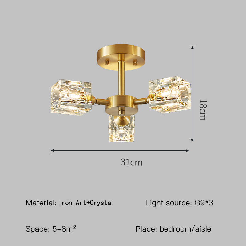 Elegant Crystal Ceiling Light Fixture with Gold Semi Flush Mount - Modern Home Lighting