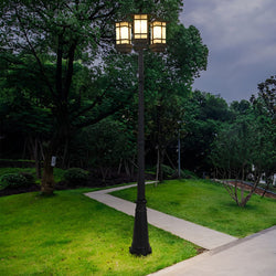 3-Light Waterproof Black Modern Outdoor Post Lights - Stylish Public Lighting for Patios, Gardens, and Walkways