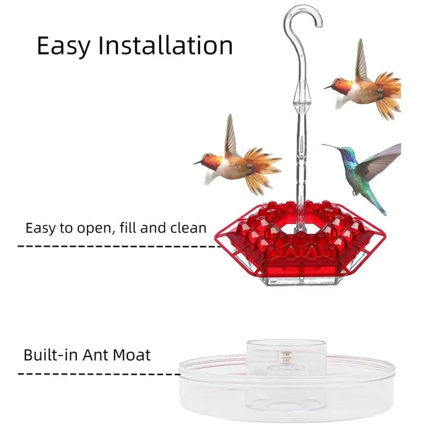 Ant-Proof Hummingbird Feeder with Hanging Perch - Durable Outdoor Bird Feeder for Gardens
