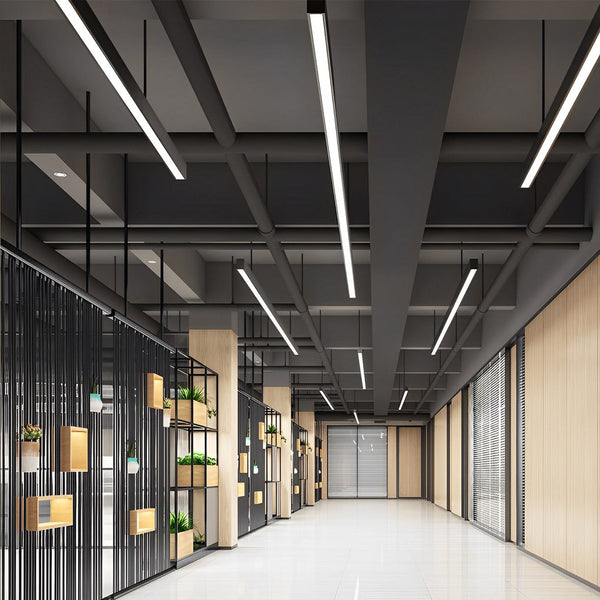 6-Pack 47-Inch Rectangle Aluminum Modern LED Pendant Lights for Office - Sleek Linear Design