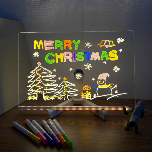Colorful LED Acrylic Message Board Table Lamp - Writable & Customizable Light Sign