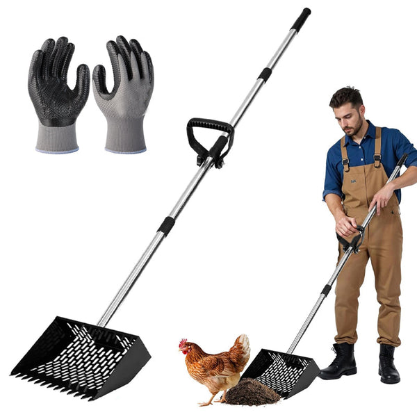 3-in-1 Metal Chicken Poop Scooper & Rake - Durable, Efficient Waste Removal Tool for Poultry Care