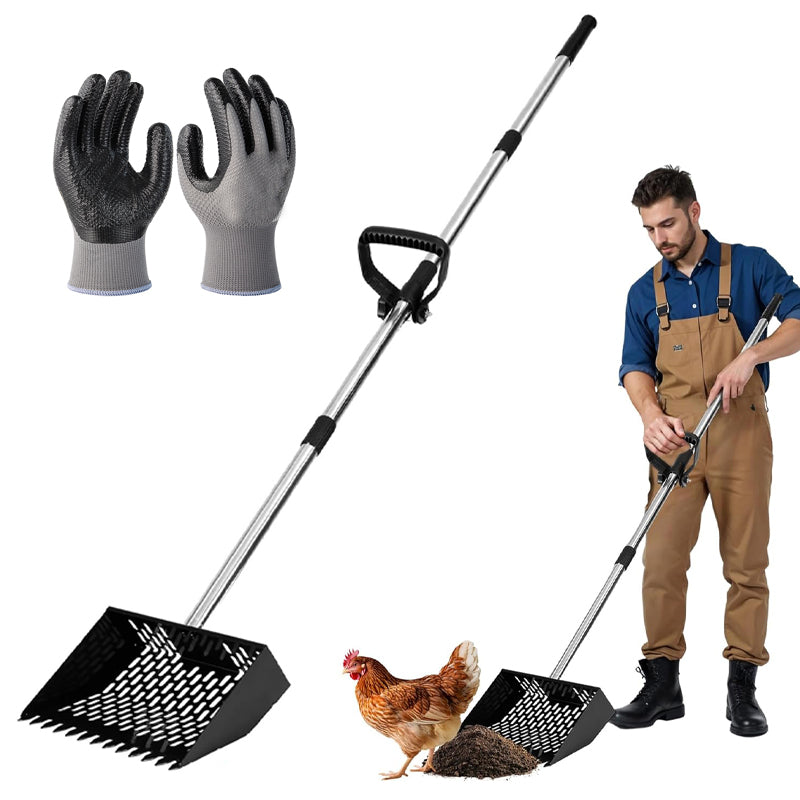 3-in-1 Metal Chicken Poop Scooper & Rake - Durable, Efficient Waste Removal Tool for Poultry Care