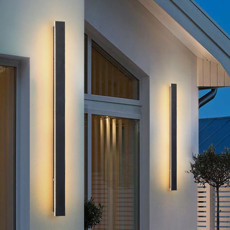 Black Outdoor LED Linear Wall Lights - Long-Lasting Energy-Efficient Lighting for Patios & Gardens