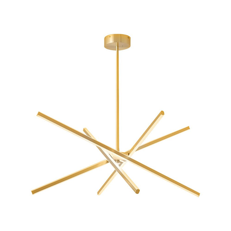 Modern 4-Light Dimmable LED Sputnik Linear Chandelier - Stylish Lighting Fixture for Home Decor