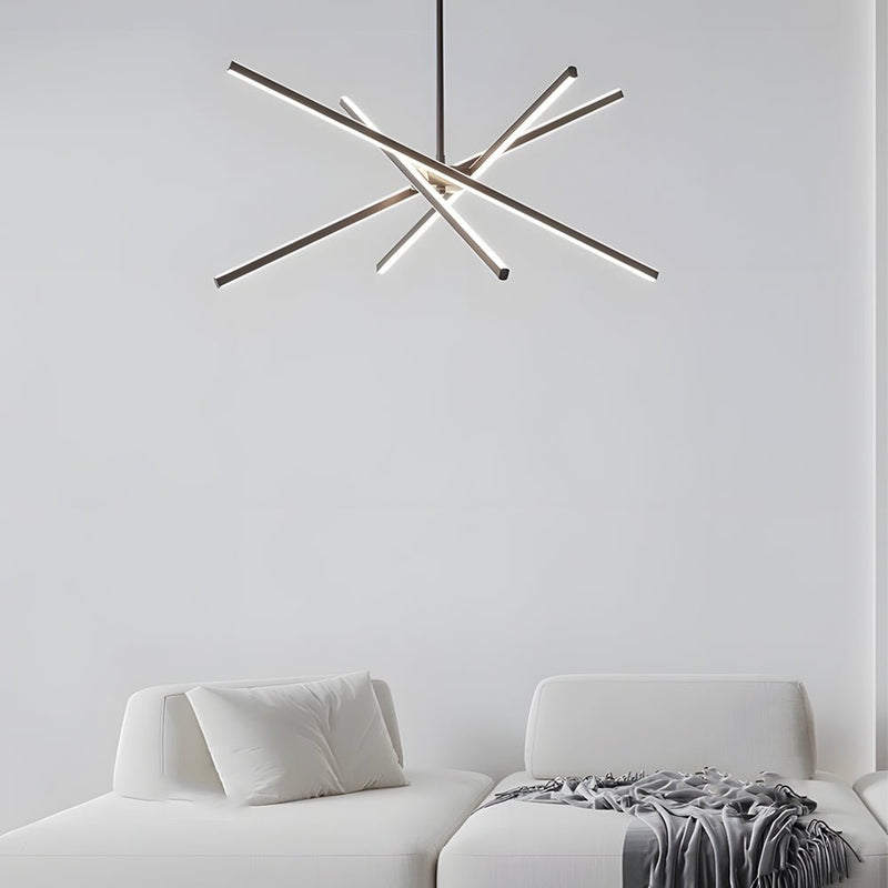 Modern 4-Light Dimmable LED Sputnik Linear Chandelier - Stylish Lighting Fixture for Home Decor