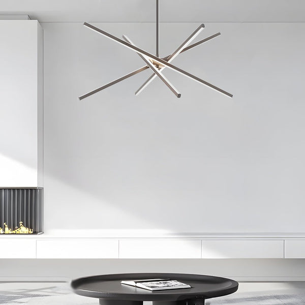 Modern 4-Light Dimmable LED Sputnik Linear Chandelier - Stylish Lighting Fixture for Home Decor