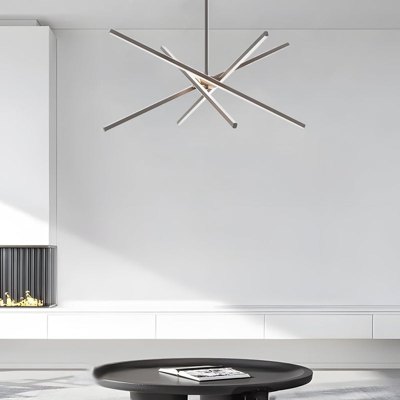 Modern 4-Light Dimmable LED Sputnik Linear Chandelier - Stylish Lighting Fixture for Home Decor