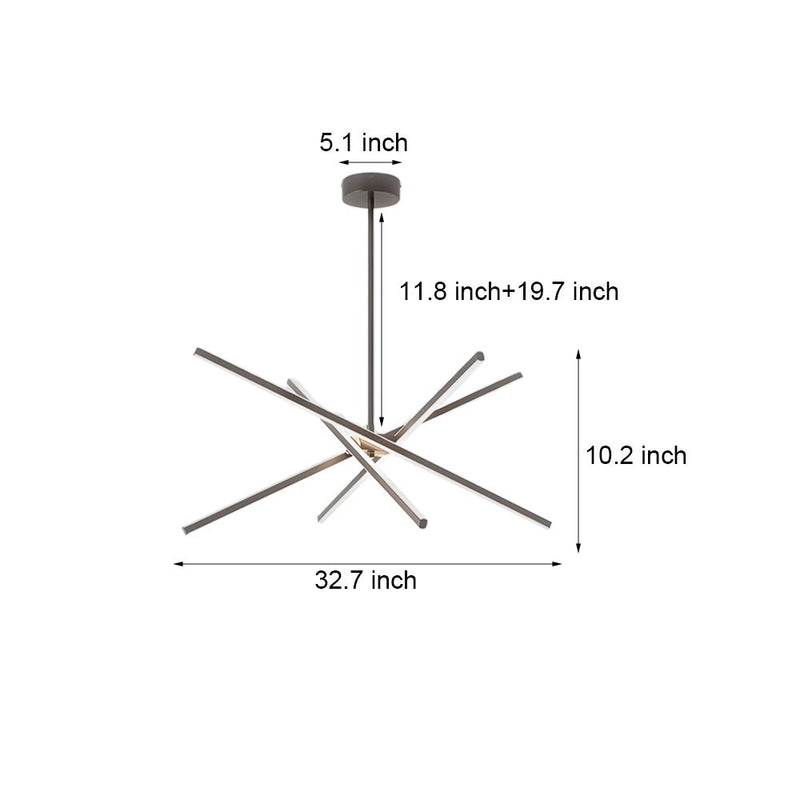 Modern 4-Light Dimmable LED Sputnik Linear Chandelier - Stylish Lighting Fixture for Home Decor