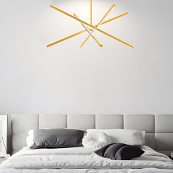 Modern 4-Light Dimmable LED Sputnik Linear Chandelier - Stylish Lighting Fixture for Home Decor