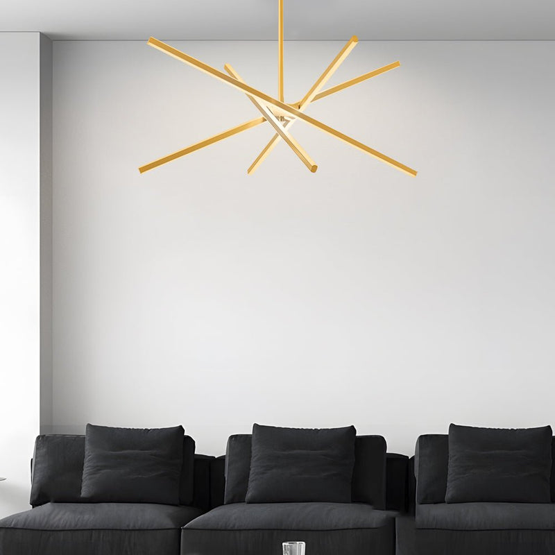 Modern 4-Light Dimmable LED Sputnik Linear Chandelier - Stylish Lighting Fixture for Home Decor