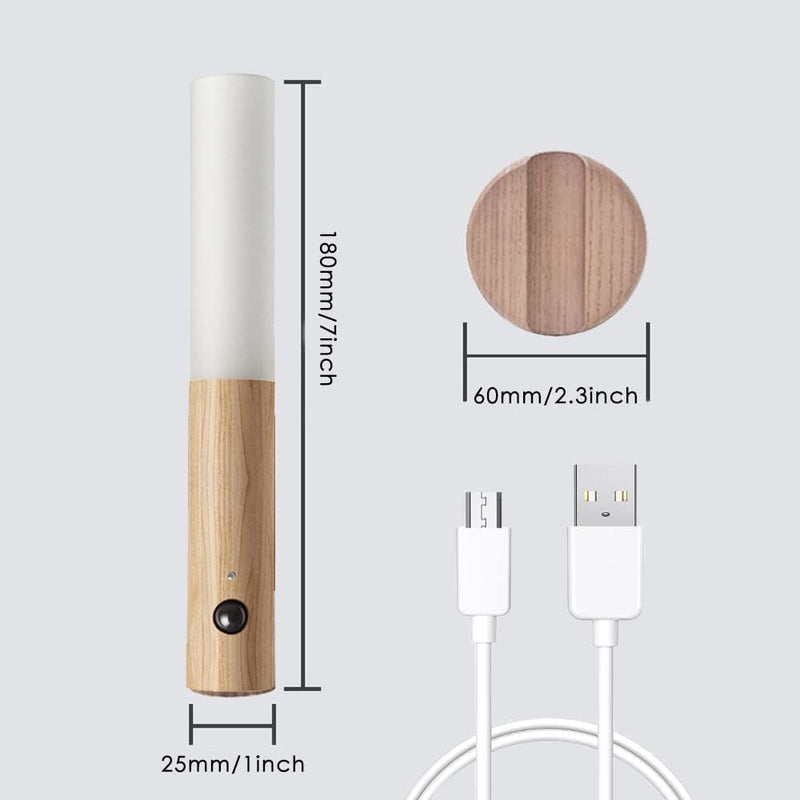 LED Wall Light with Motion Sensor - Stylish Wooden Lamp for Home Decor