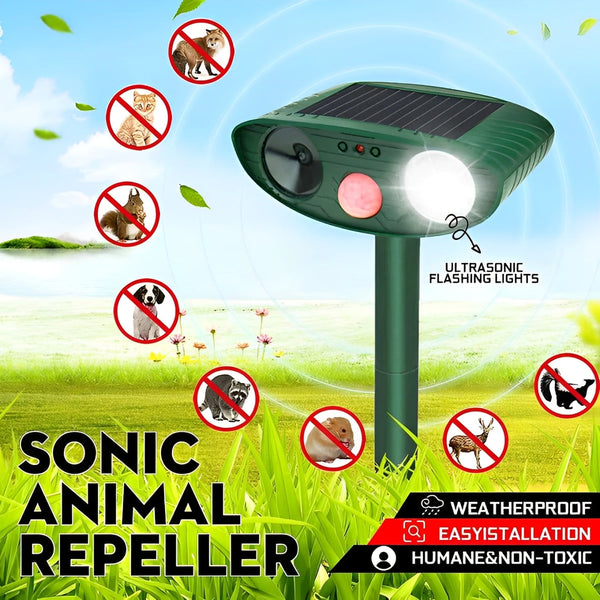 Solar-Powered Ultrasonic Deer Repeller - 4-Pack - Effective Wildlife Deterrent for Gardens and Yards