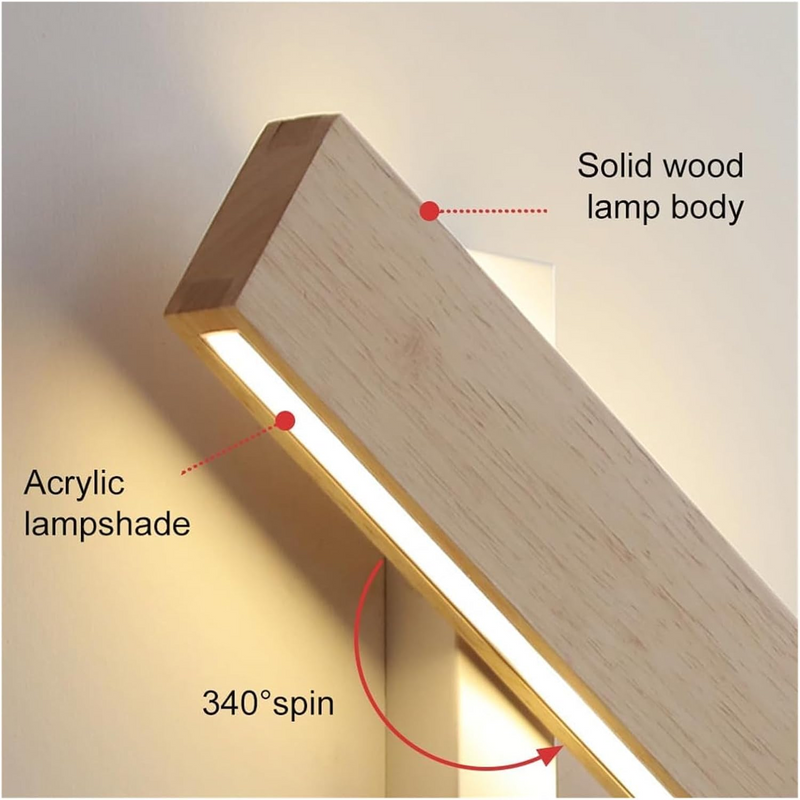 Rotatable Wood LED Wall Light - Stylish & Modern Design for Home Decor