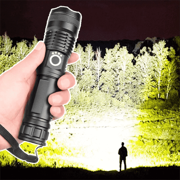 90000 Lumens XHP50.2 Ultra Bright Tactical Flashlight - Most Powerful LED Torch for Outdoor Adventures, Camping, and Emergency Use