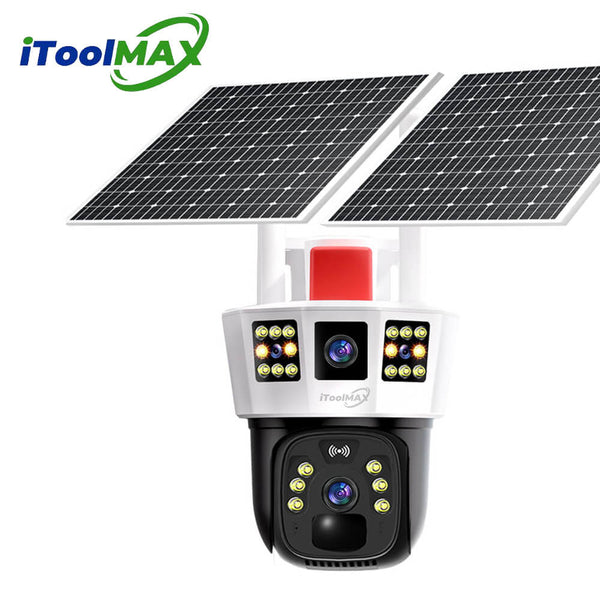 4MP Triple Lens Wireless Solar Security Camera - HD Night Vision, Motion Detection, Weatherproof