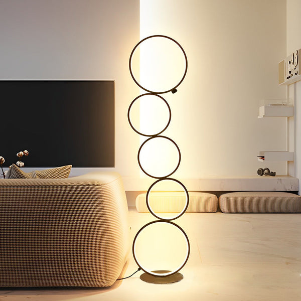 Modern Artistic 5-Circle LED Floor Lamp - Stylish Stack Design for Home Decor