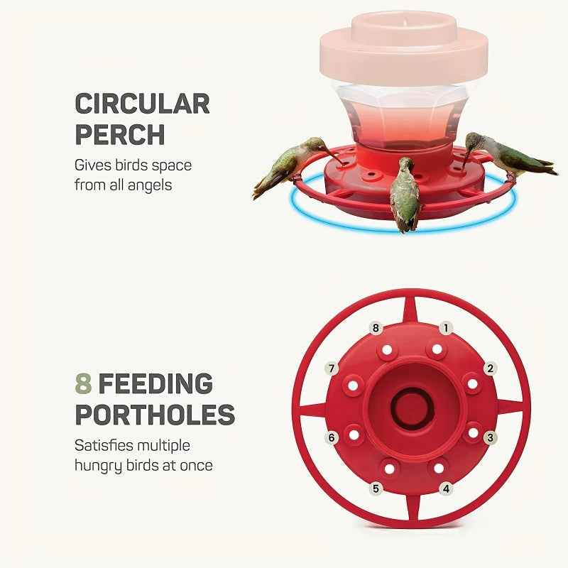Bee-Proof Hanging Hummingbird Feeder with Perch - Durable Water Reservoir for Outdoor Gardens