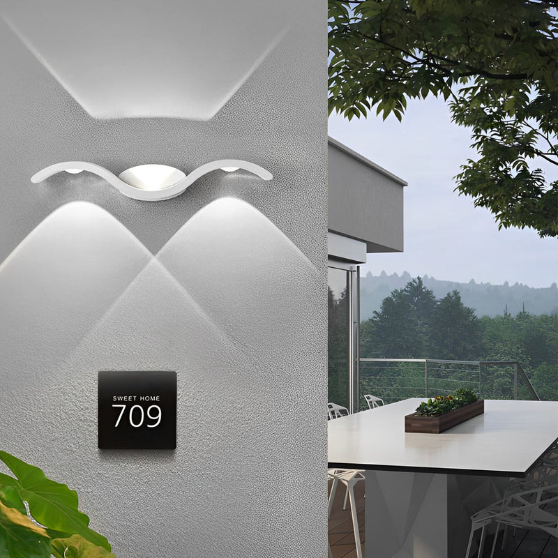 Outdoor Seagull Wavy Wall-Mounted Up/Down LED Light Fixture - Creative Decorative Lighting for Patios and Gardens