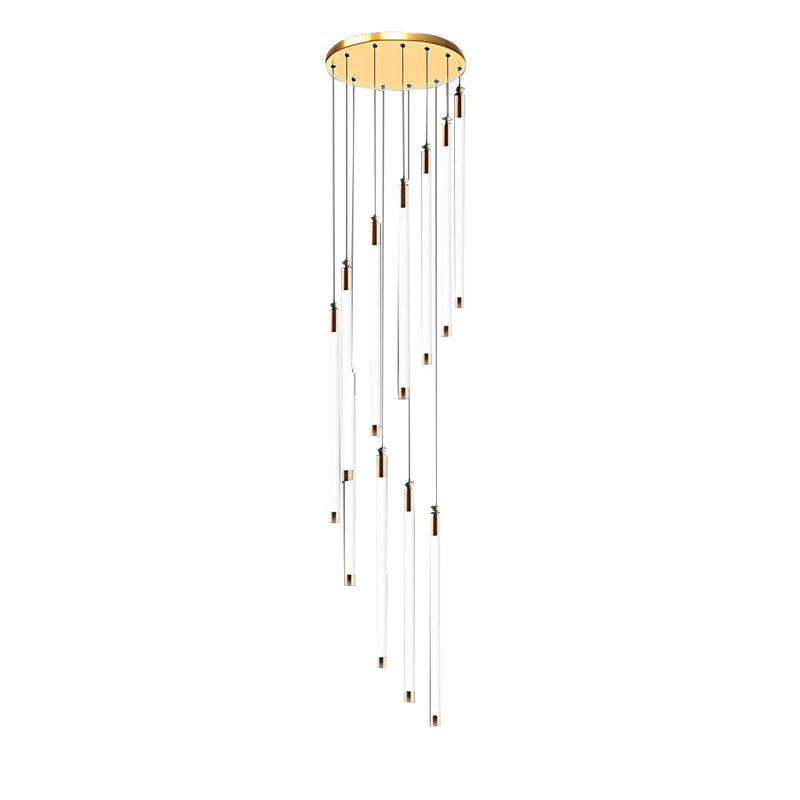 Modern Spiral Duplex LED Chandelier - Creative Long Tube Ceiling Light for Staircases