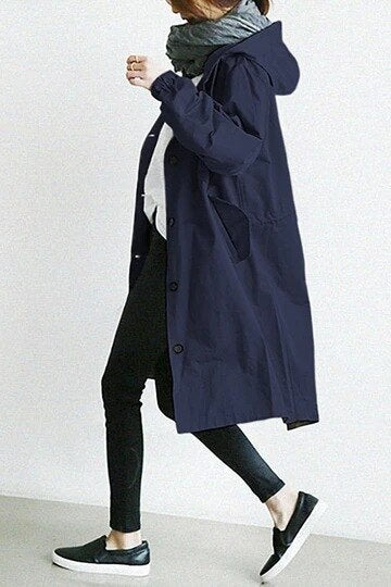 Chic Women's Lightweight Long Hooded Trench Coat - Versatile All-Season Stylish Outerwear for Every Occasion