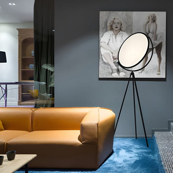 Modern Black Metal Rotating LED Tripod Floor Lamp - Adjustable Height & Stylish Design