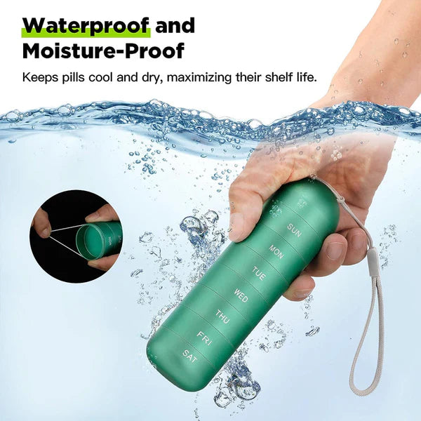 Travel-Friendly Aluminum 7-Day Pill Organizer | Portable Pill Box & Container for Medication Management