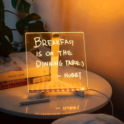 Colorful LED Acrylic Message Board Table Lamp - Writable & Customizable Light Sign