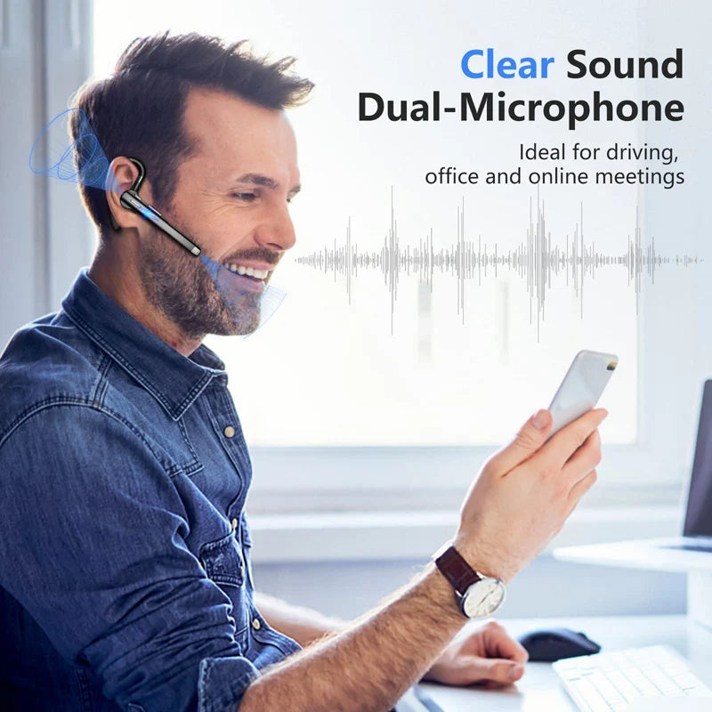 Trucker Dual Mic Wireless Bluetooth 5.1 Noise-Cancelling Headset | Earpiece with Superior Sound Quality & Comfort